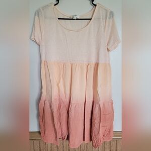 Umgee Women's Peach Ombre Tiered Flowy Short Sleeve Top Size Small
